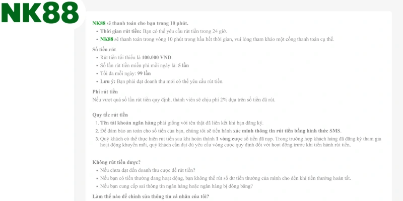 Điền thông tin rút thưởng tại nhà cái NK88 chính xác 100%