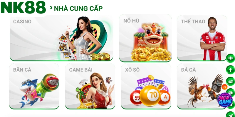 Kho game cá cược tại nhà cái NK88 hấp dẫn, đa dạng